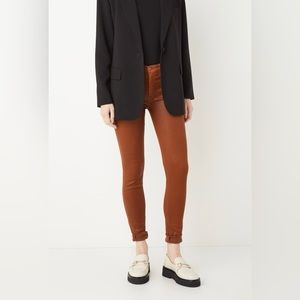7 For All Mankind‎ Coated Skinny Jeans Rust Brown Women Size 27
